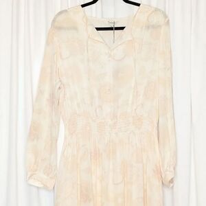Tucker Juliette Dress Ecru Legacy Lace in Silk Crepe de Chine Silk Long Sleeve